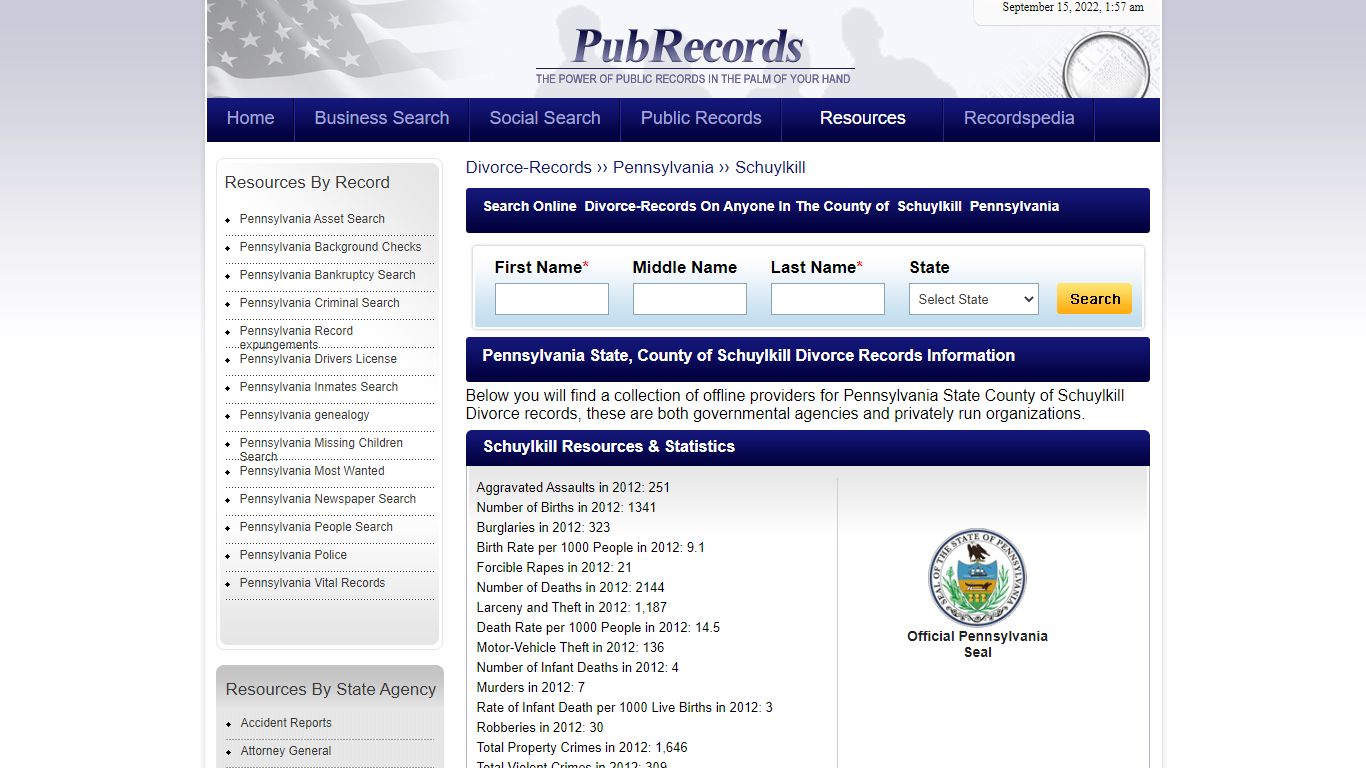 Schuylkill County, Pennsylvania Divorce Records - Pubrecords.com